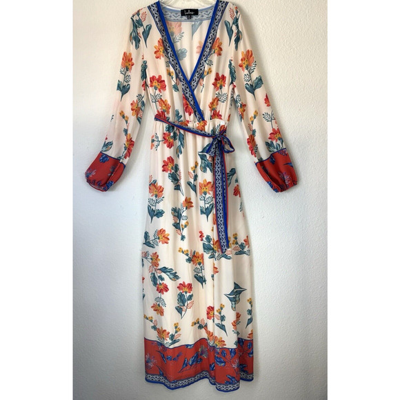 Lulus Maxi DressSunrise to The Occasion Cream‎ Multi Print Long Sleeve XS - Picture 1 of 8